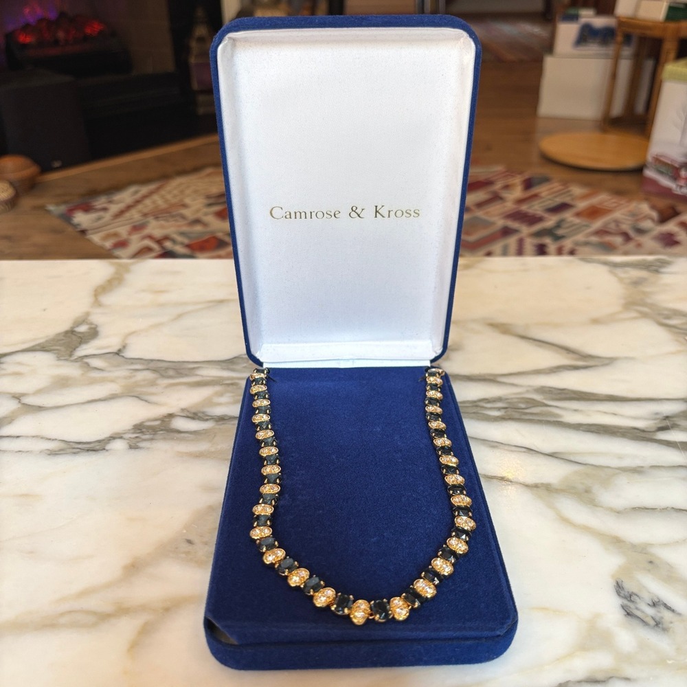 Camrose & Kross JBK Jacqueline Kennedy Necklace Gold Blue Stones